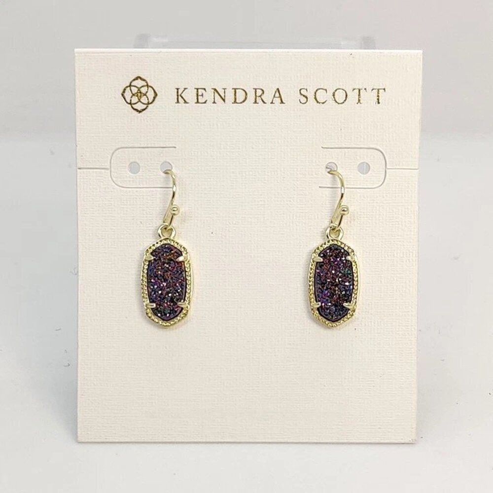 Kendra Scott Lee Gold Drop Earrings In Multi-Color Drusy